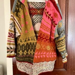 (SOLD) Free People colorful hooded Cardi